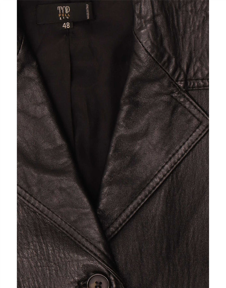 Cappotto in pelle vintage da donna IT 48 XL in pelle nera