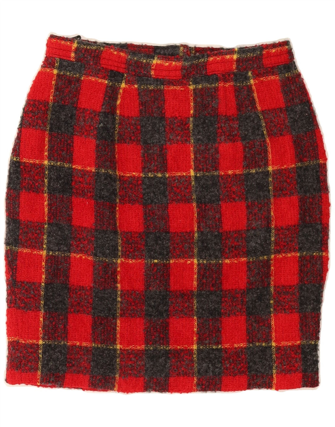 VINTAGE Womens Pencil Skirt W27 Small  Red Check Wool Vintage Vintage and Second-Hand Vintage from Messina Hembry 