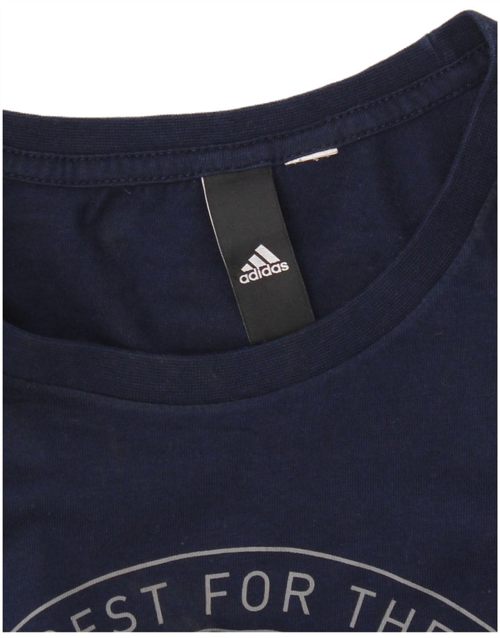 T-shirt grafica da uomo Adidas Top grande blu navy