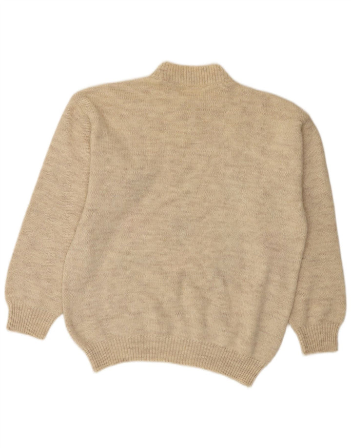 Maglione girocollo da uomo VINTAGE beige medio a rombi/diamante