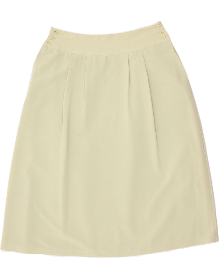 VINTAGE Womens A-Line Skirt UK 14 Medium W30  Beige Polyester Vintage Vintage and Second-Hand Vintage from Messina Hembry 