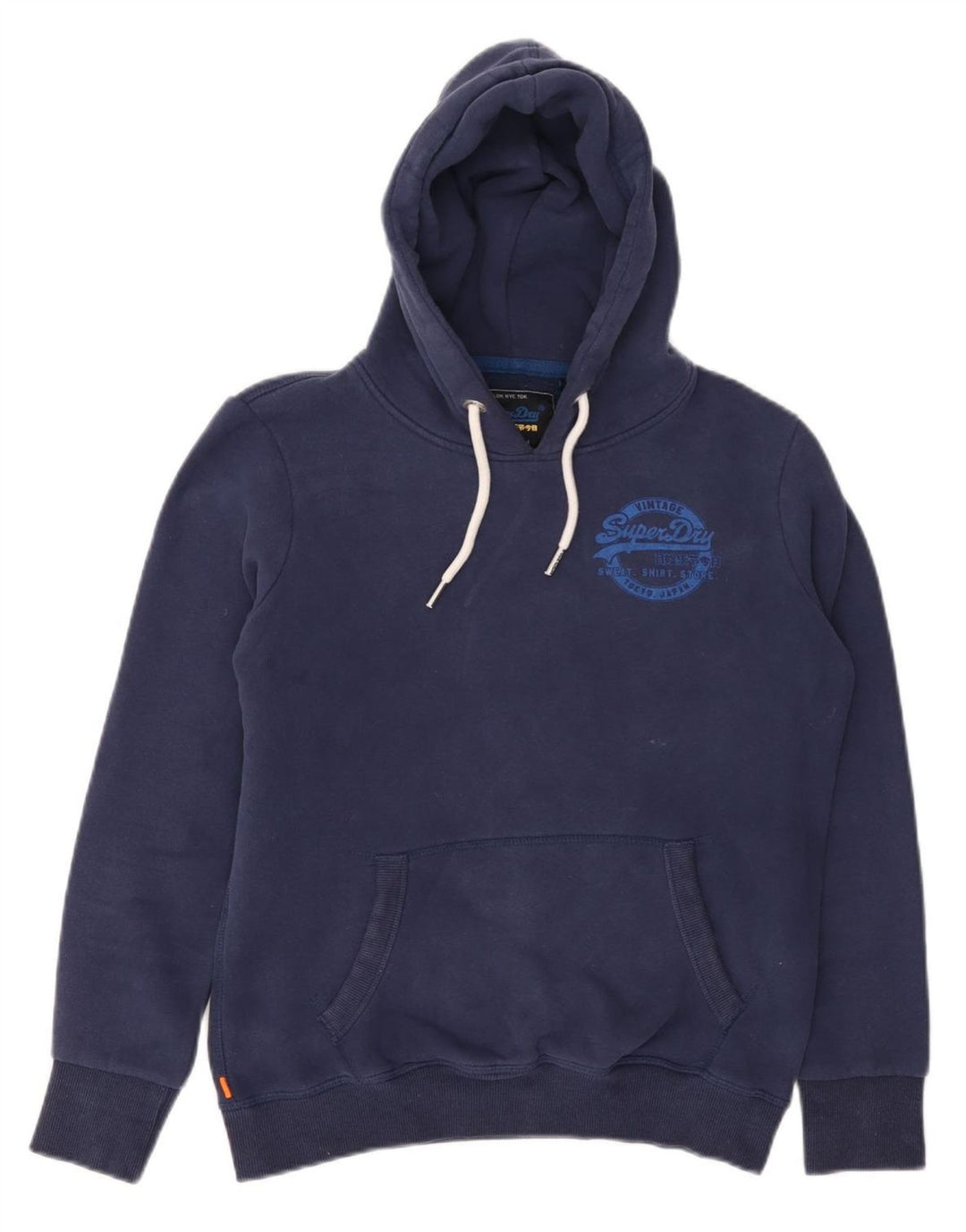 SUPERDRY Womens Graphic Hoodie Jumper UK 12 Medium  Navy Blue