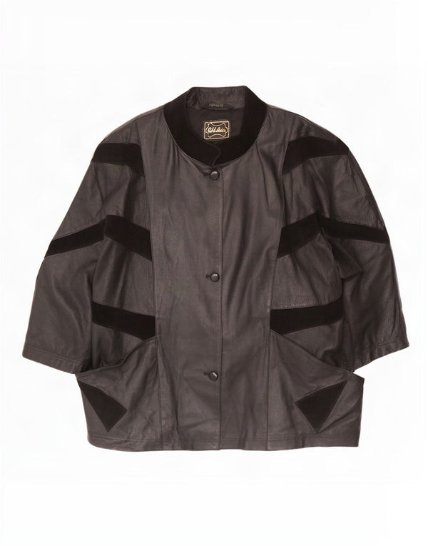Giacca oversize vintage da donna con maniche a 3/4 IT 56 4XL Colorblock nero
