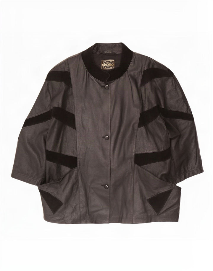 Giacca oversize vintage da donna con maniche a 3/4 IT 56 4XL Colorblock nero