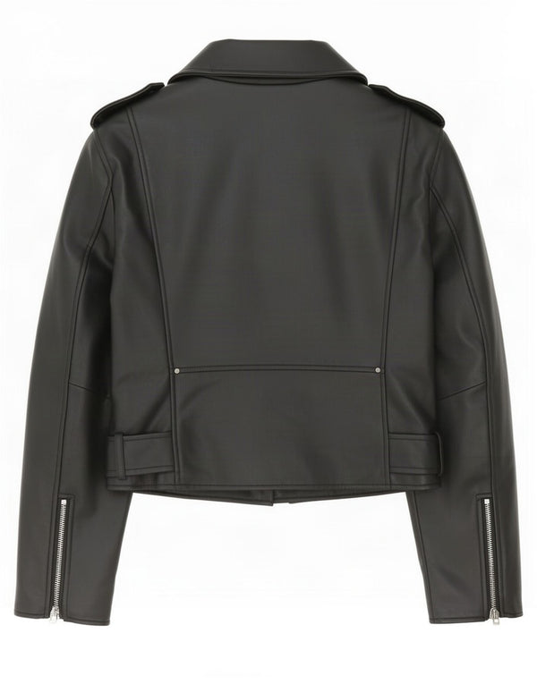 Giacca da motociclista da donna in ecopelle Zara UK 18 XL poliestere nero