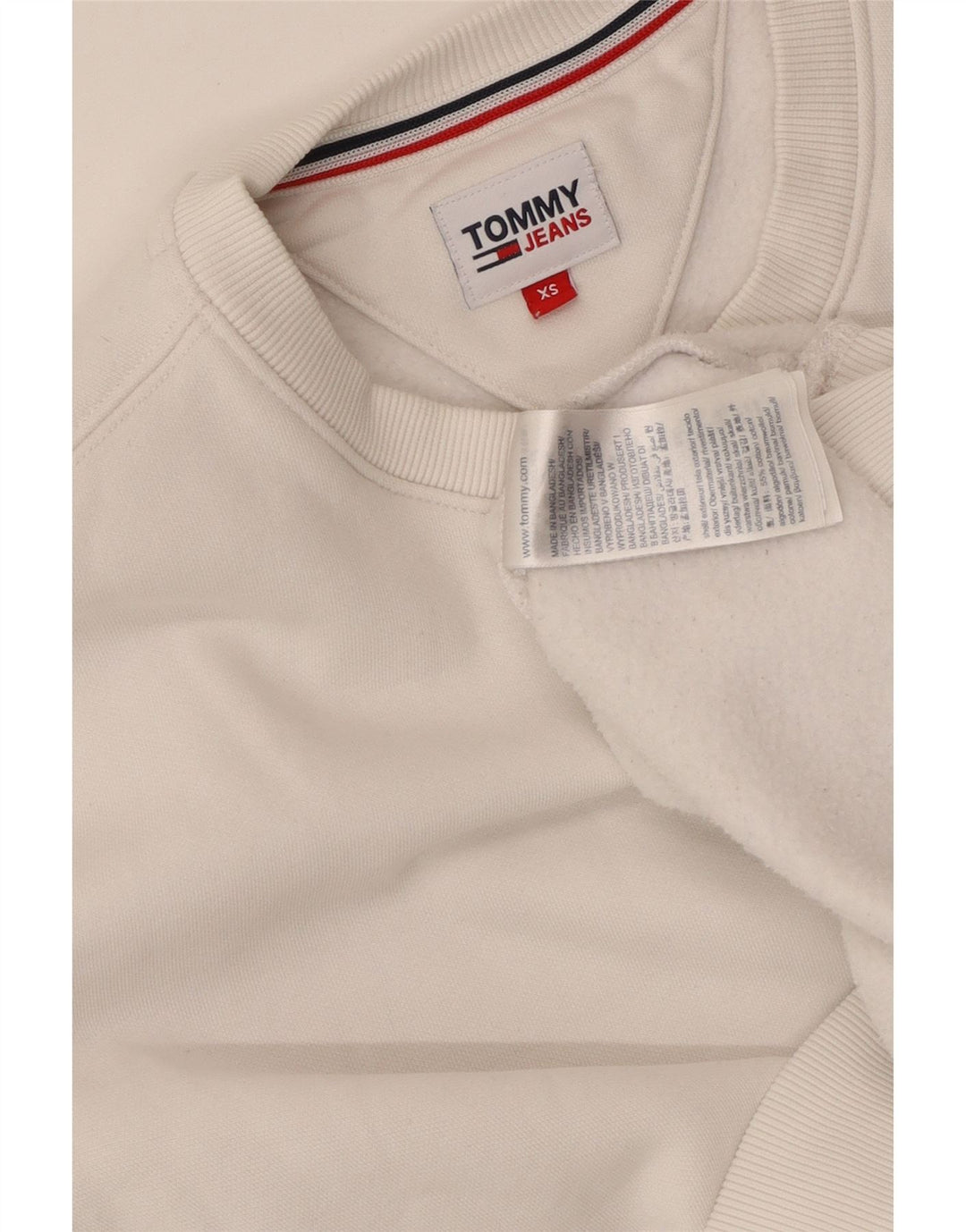 TOMMY HILFIGER Felpa oversize da donna Maglione UK 6 XS Cotone bianco