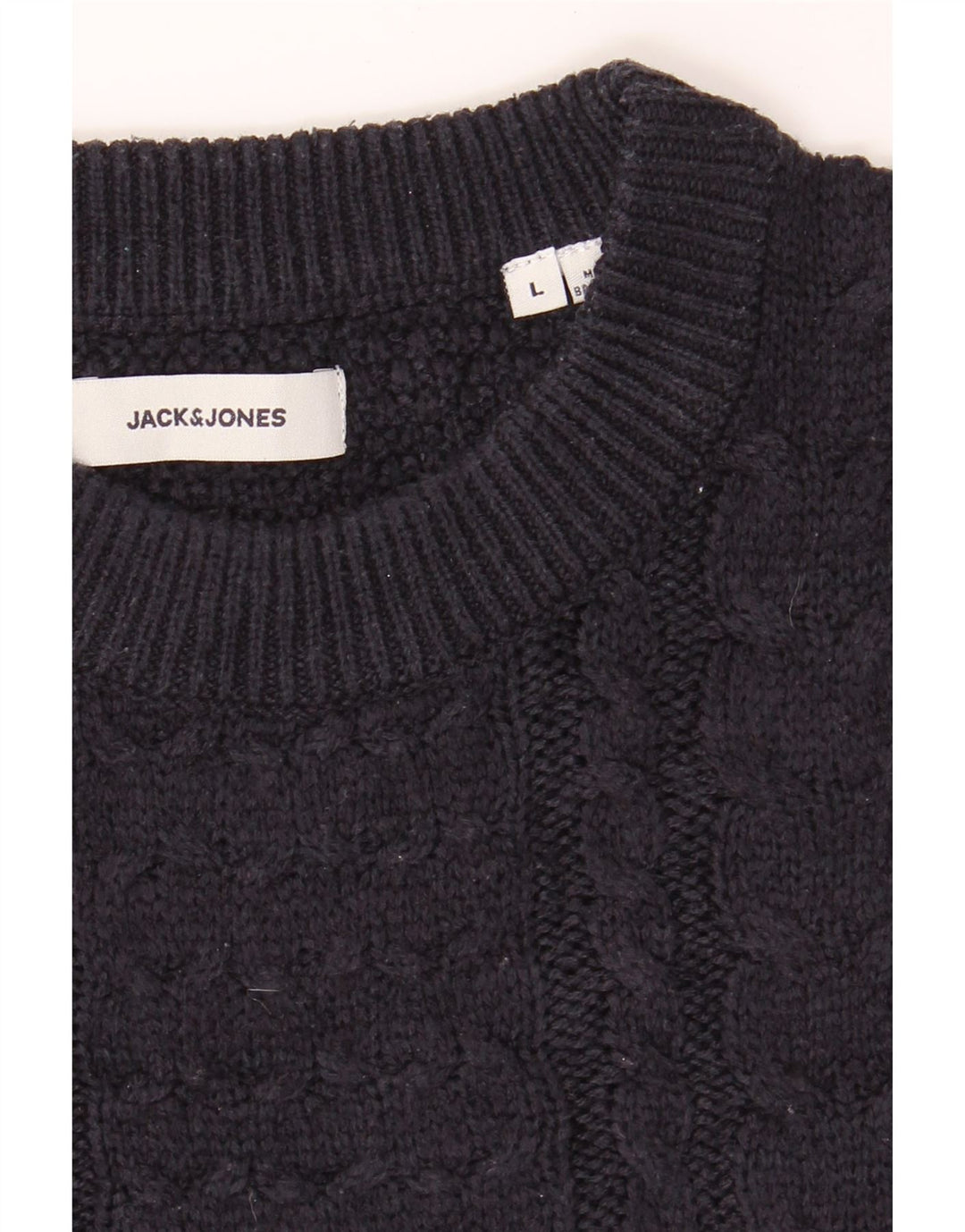 JACK & JONES Mens Crew Neck Jumper Sweater Large Navy Blue Acrylic Vintage Jack & Jones and Second-Hand Jack & Jones from Messina Hembry 