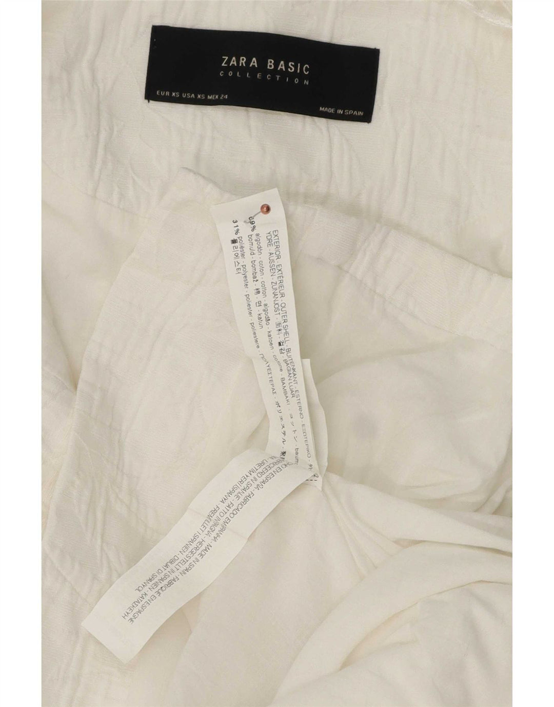 Giacca blazer oversize lunga da donna Zara UK 6 XS cotone bianco