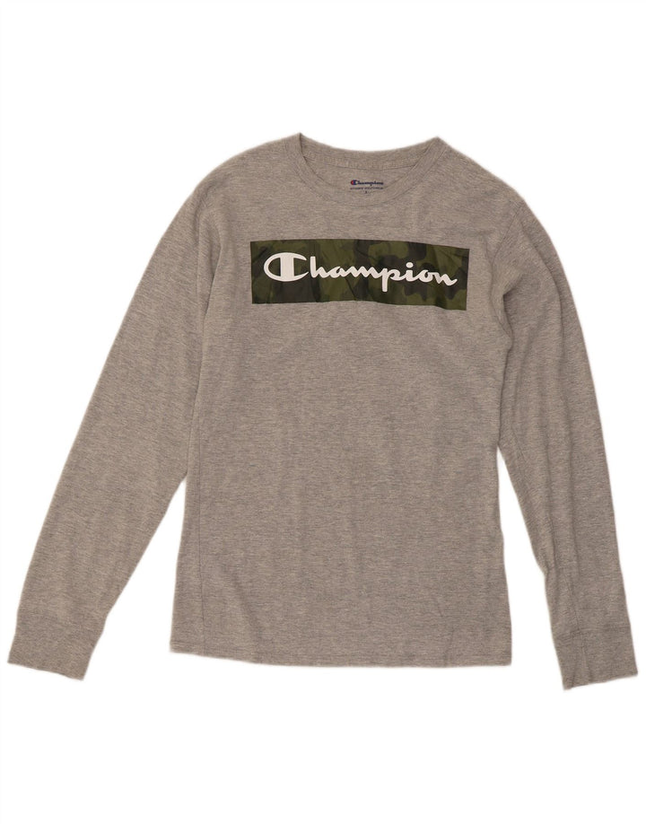 Champion Top grafico da uomo a maniche lunghe grigio piccolo