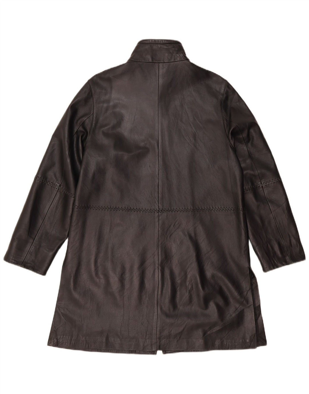 Cappotto in pelle da donna vintage UK 12 in pelle nera media