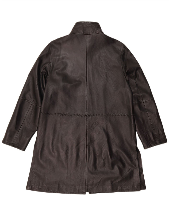 Cappotto in pelle da donna vintage UK 12 in pelle nera media