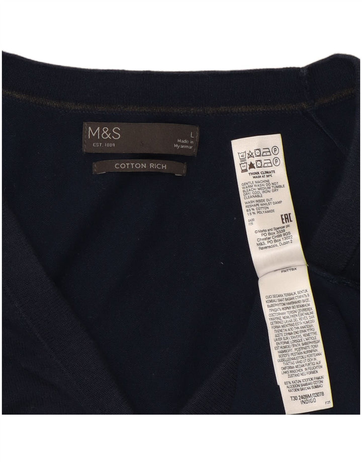 Maglione cardigan da uomo Marks & Spencer grande in cotone blu navy