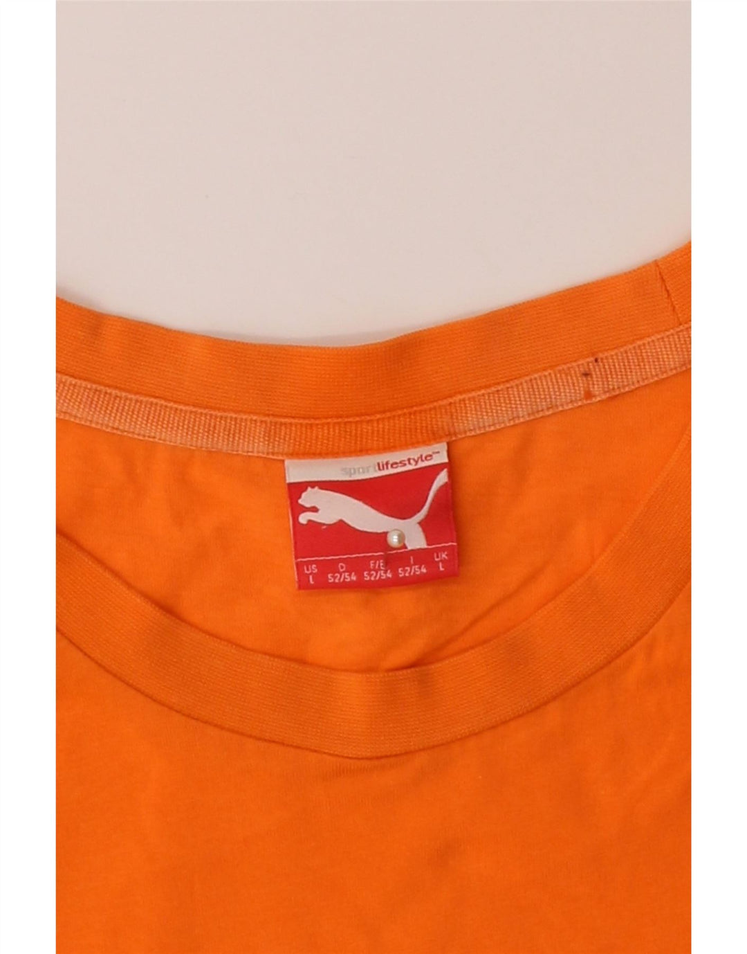 PUMA Mens Graphic T-Shirt Top Large Orange Cotton Vintage Puma and Second-Hand Puma from Messina Hembry 