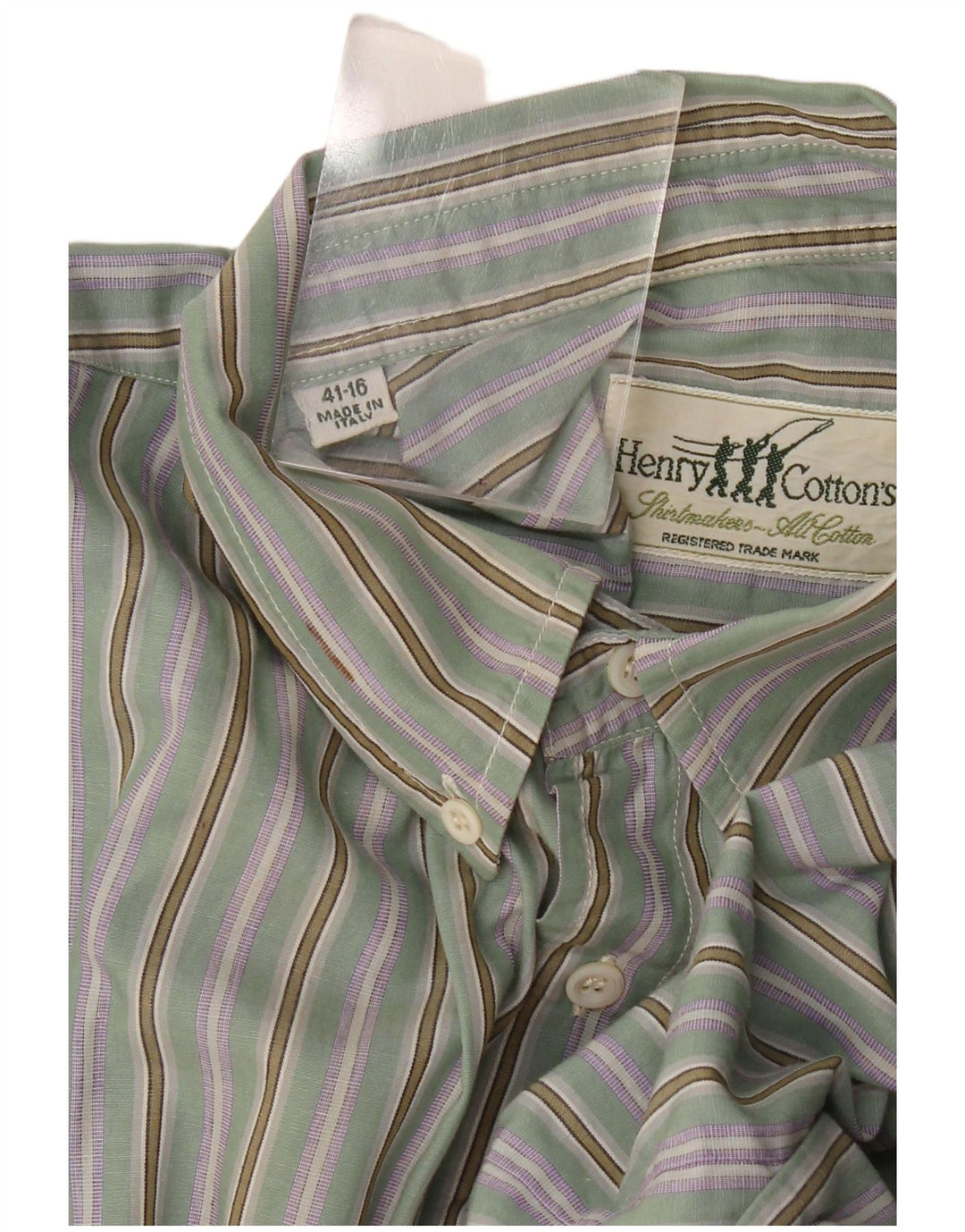 Camicia a maniche corte da uomo Henry Cottons taglia 41 16 a righe verdi grandi