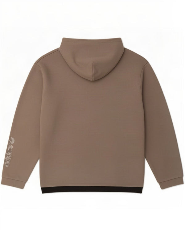 Felpa con cappuccio grafica da uomo Adidas Large in cotone color block beige