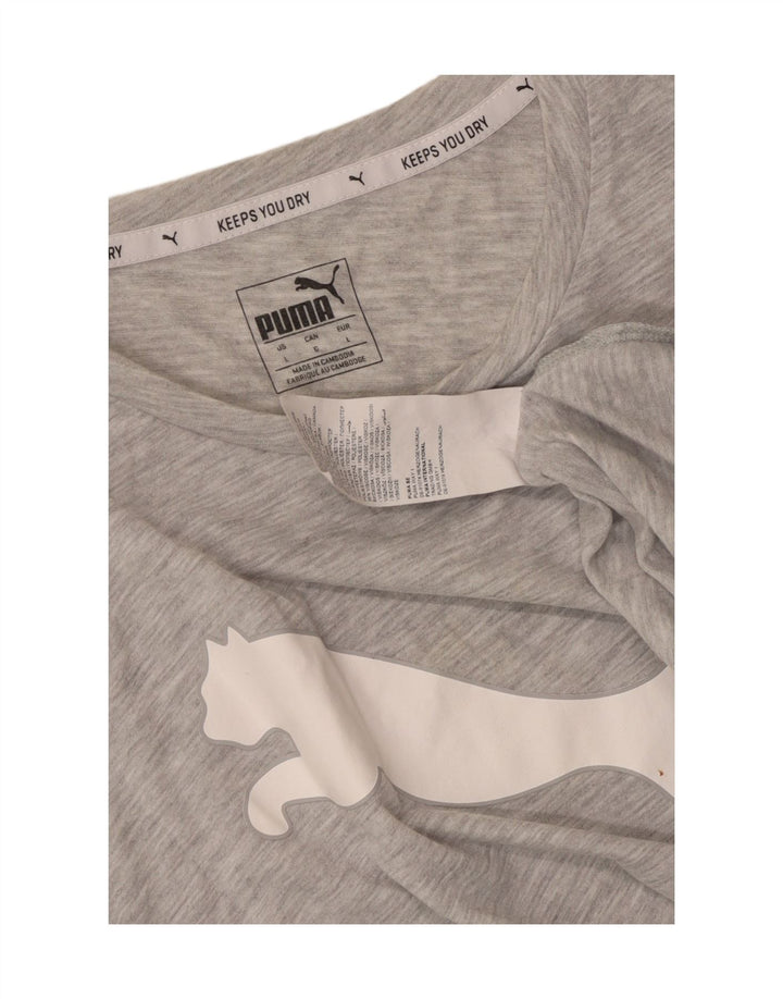 T-shirt grafica da donna Puma UK 14 grande poliestere chiazzato grigio