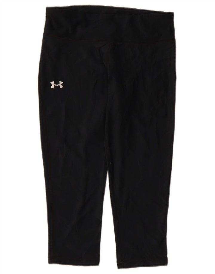 UNDER ARMOUR Leggings Capri Heat Gear da donna UK 8 Small Poliestere nero