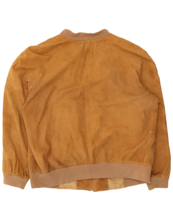 Giubbotto bomber in pelle scamosciata vintage da uomo UK 36 piccolo beige