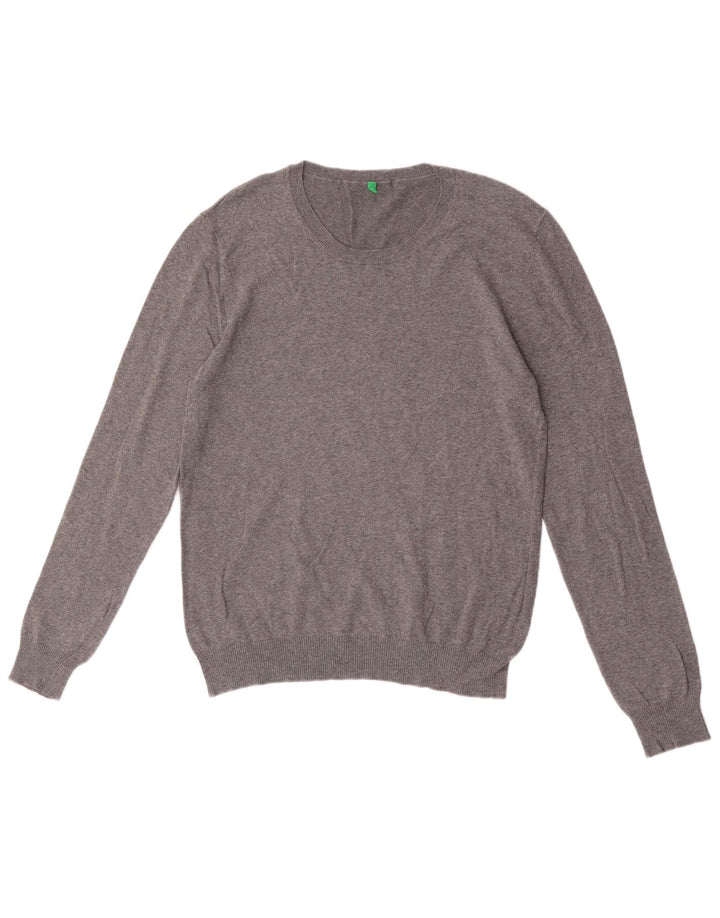 Maglione maglione girocollo da uomo Benetton grigio medio