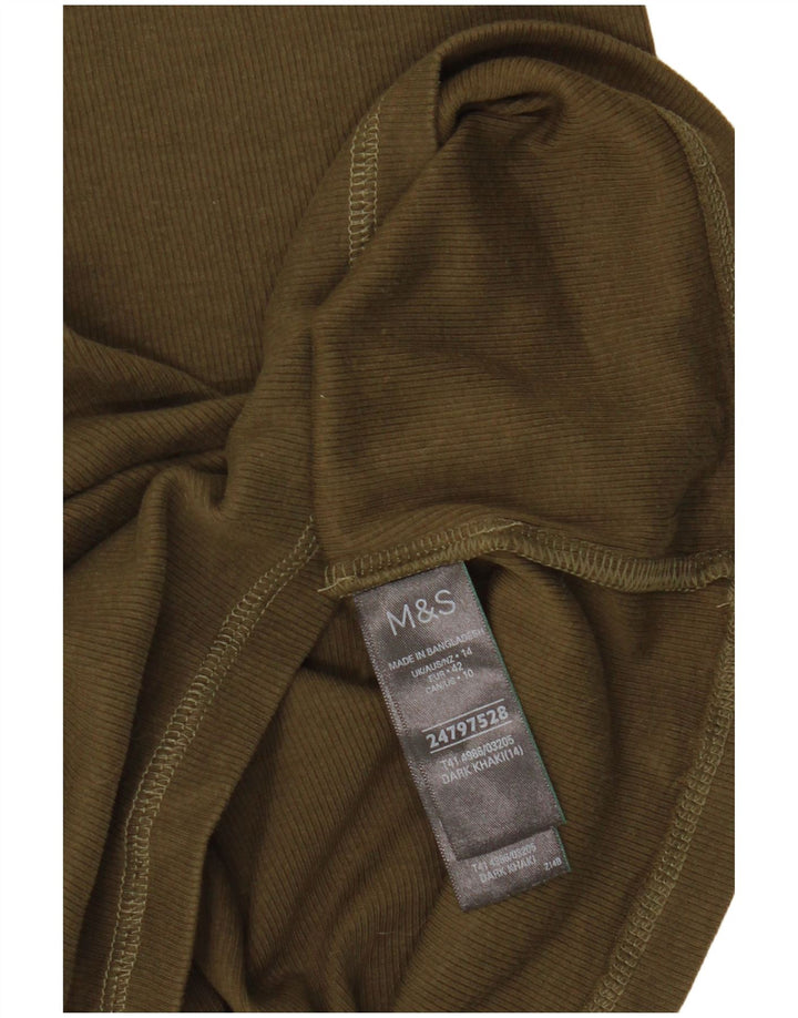 Marks & Spencer Top da donna a maniche lunghe UK 14 Large in cotone kaki