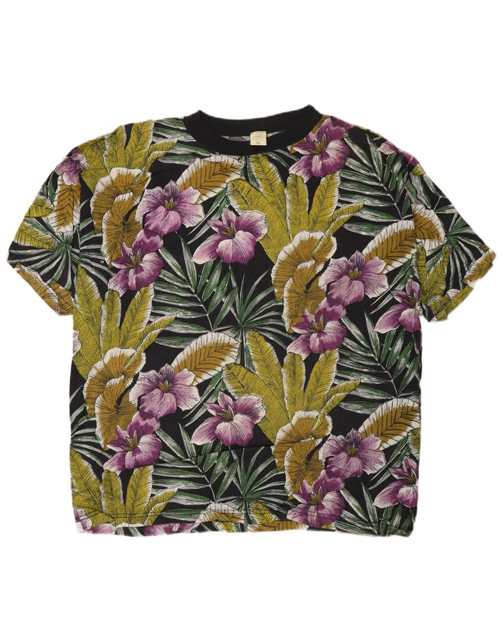 T-shirt vintage da uomo Top in rayon floreale multicolore medio