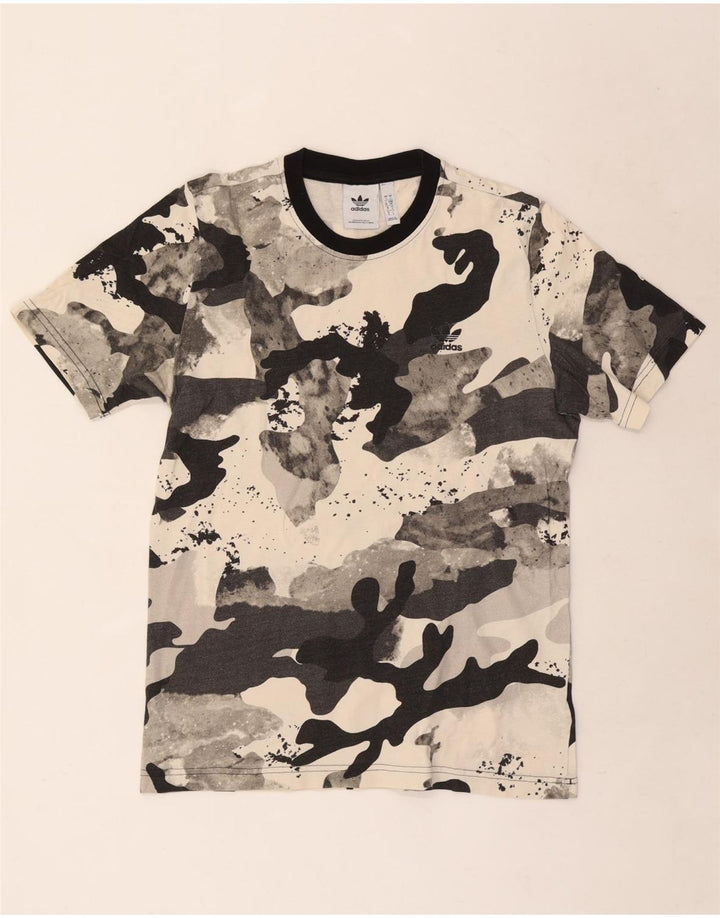 T-shirt da uomo Adidas Top Small in cotone mimetico grigio