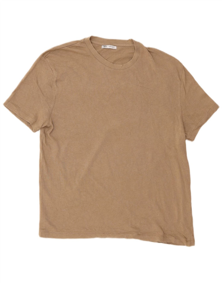 T-shirt Zara da uomo Top XL in cotone beige