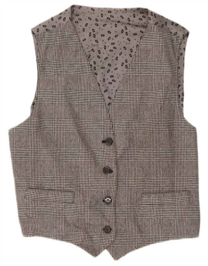 Gilet da donna vintage UK 12 a quadri grigio medio