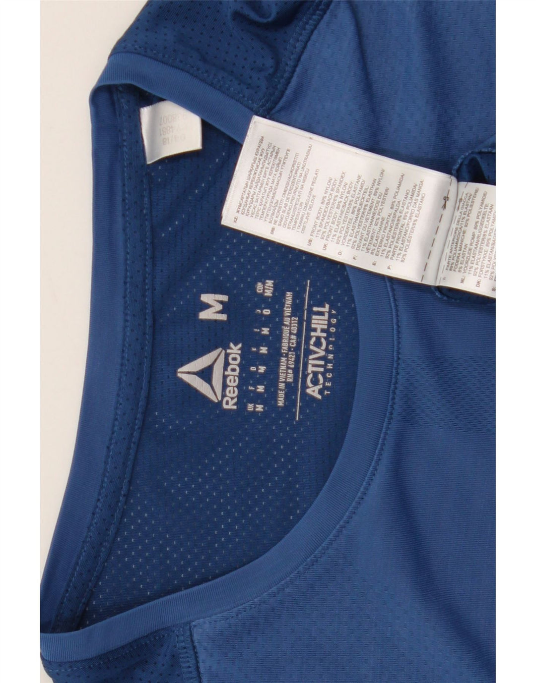 T-shirt Reebok da uomo Top in nylon blu medio