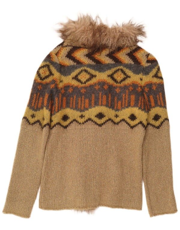 Maglione cardigan aperto da donna Penny Black UK 12 Beige medio geometrico