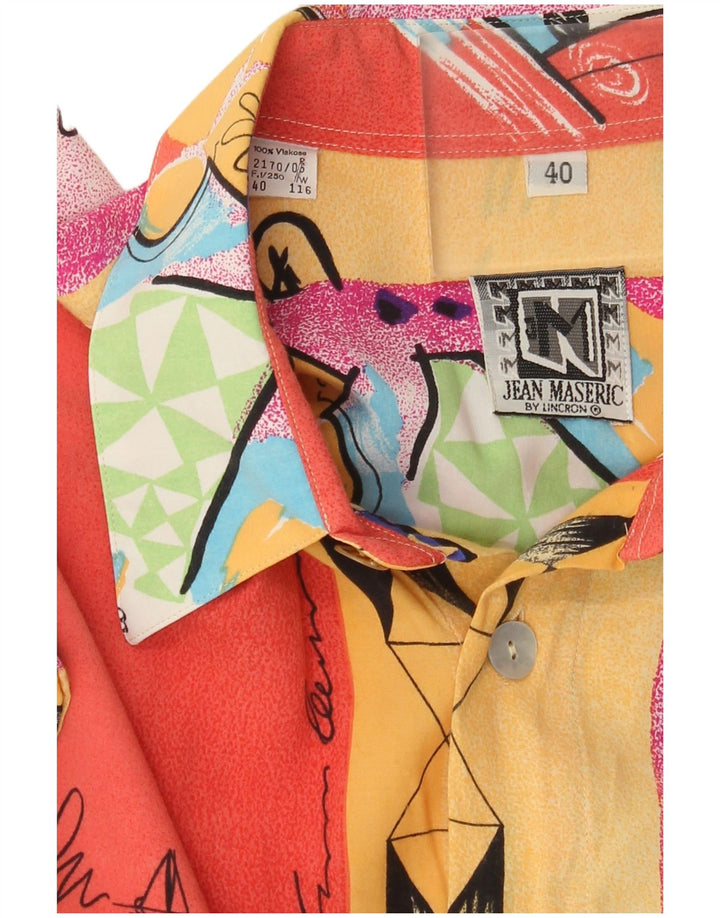 Camicia vintage da uomo con motivo astratto taglia 40 media multicolore