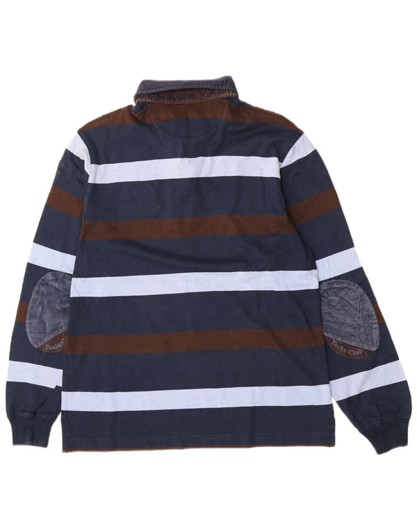 Polo da uomo a maniche lunghe Paul & Shark, grande, in cotone a righe blu navy