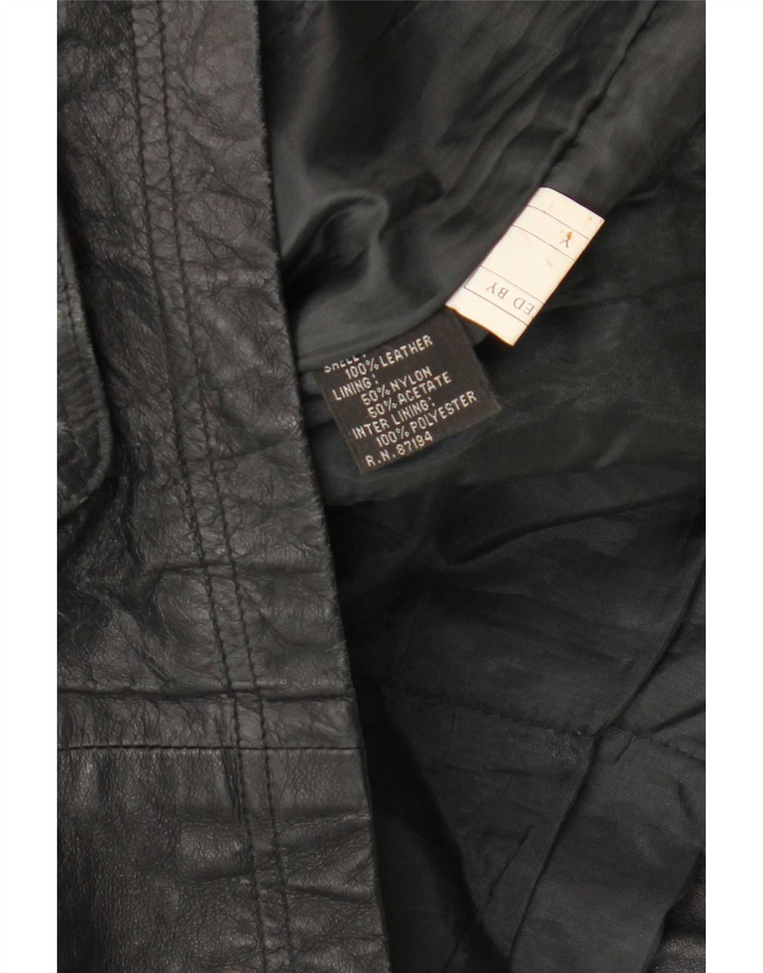 Giacca in pelle con cappuccio da uomo vintage UK 38 media nera