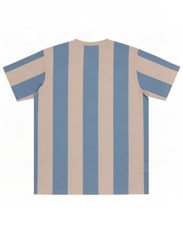 T-shirt grafica da uomo Adidas Top in cotone a righe blu medio