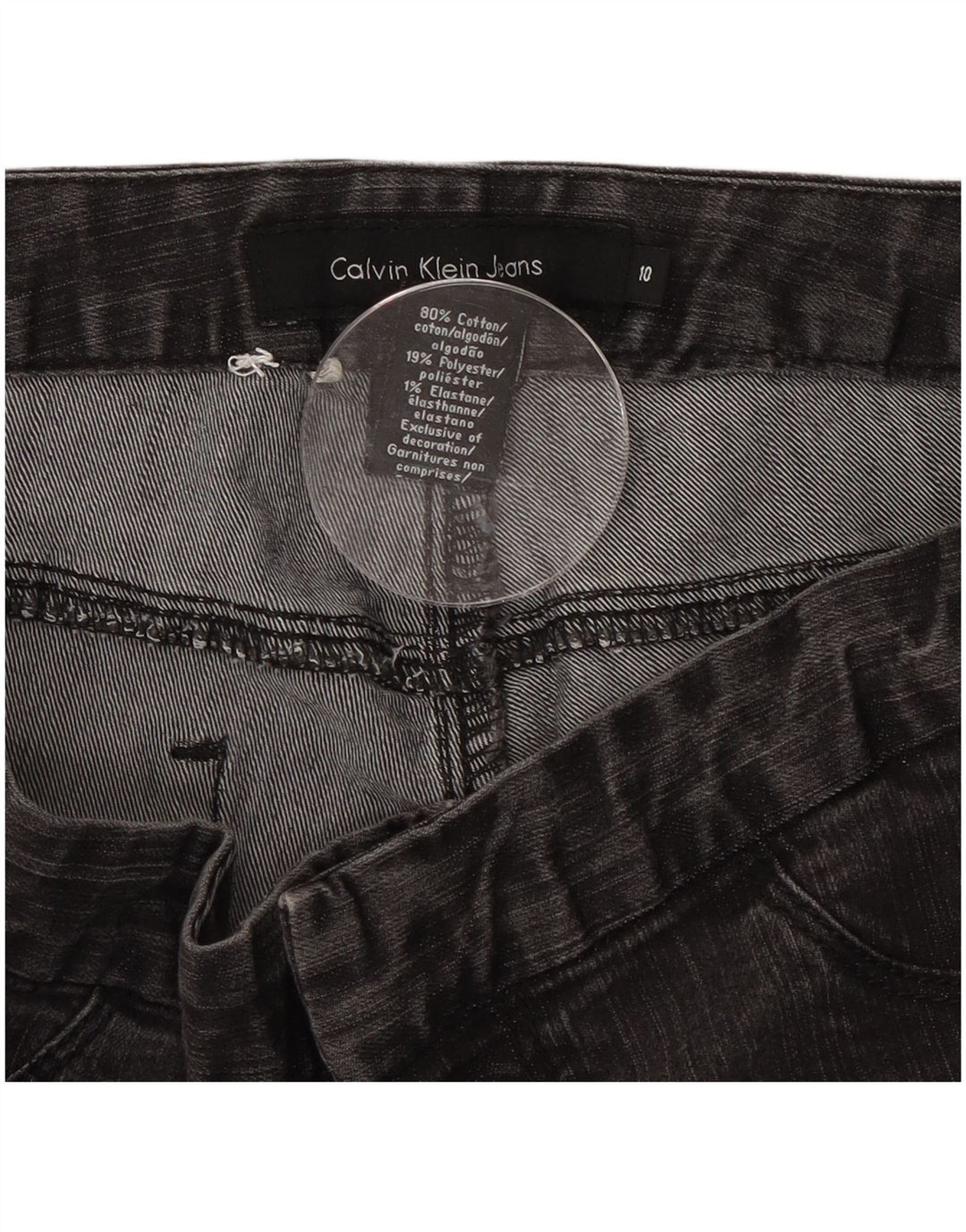 CALVIN KLEIN Jeans slim da donna US 10 Large W32 L30 Cotone grigio