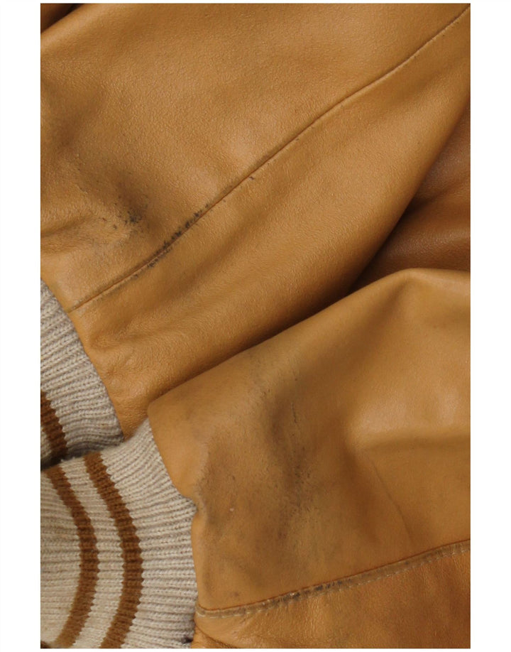 Giacca in pelle bomber vintage da uomo UK 42 XL in pelle beige