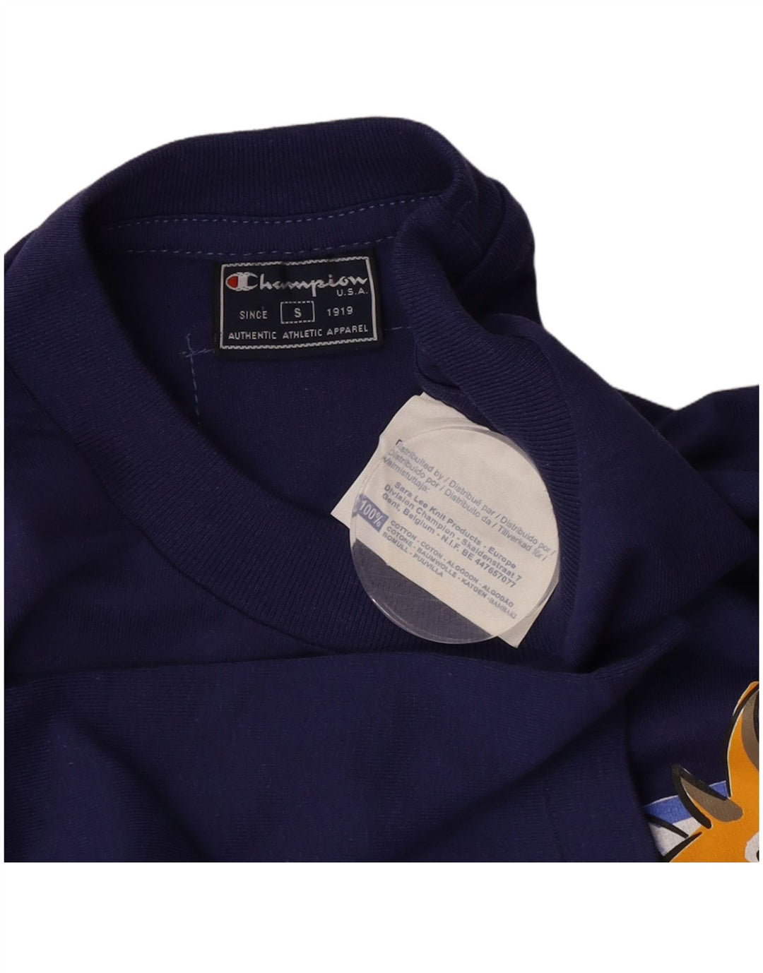 T-shirt grafica da uomo Champion Top piccola in cotone blu
