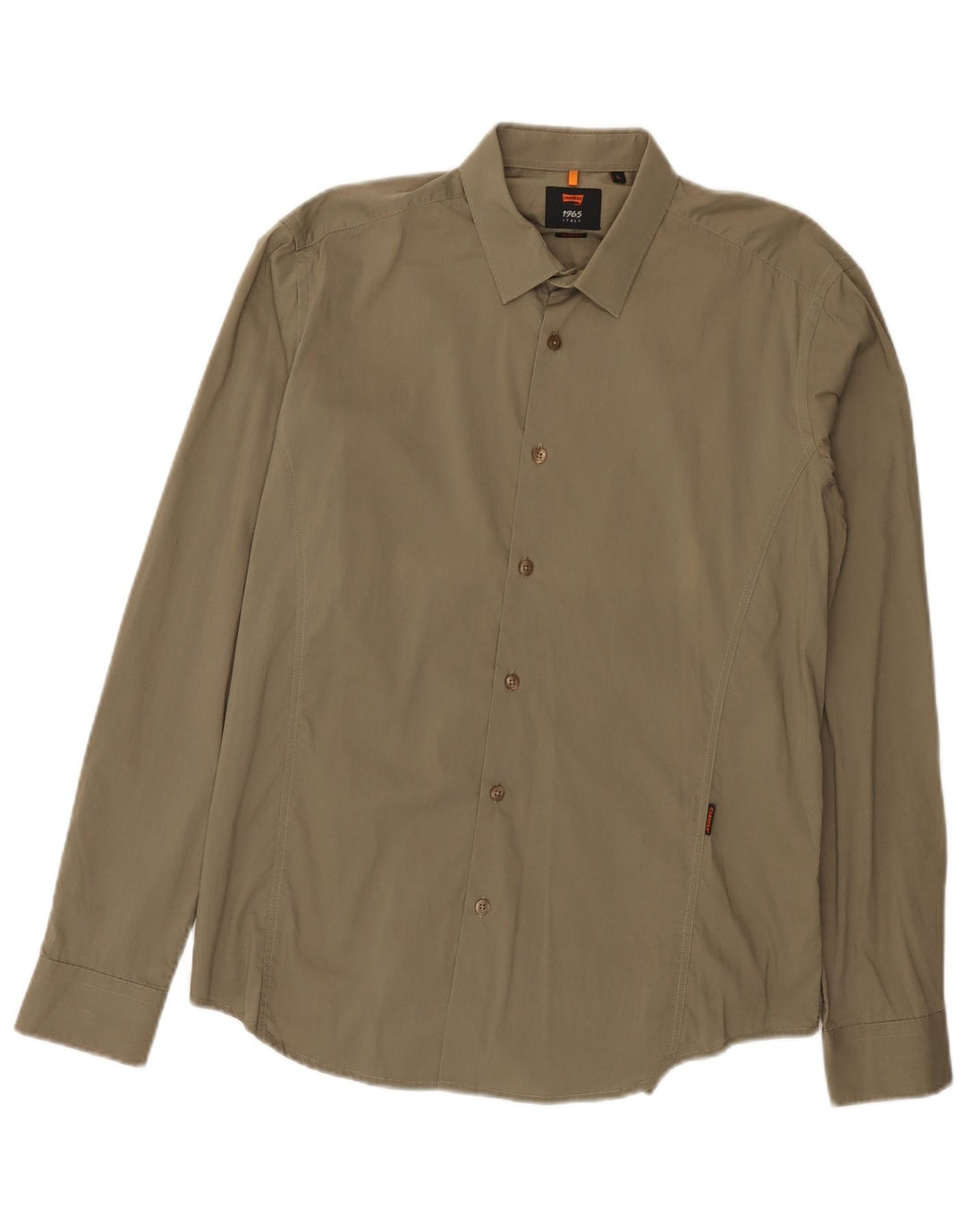 Camicia Carrera da uomo slim fit grande in cotone kaki