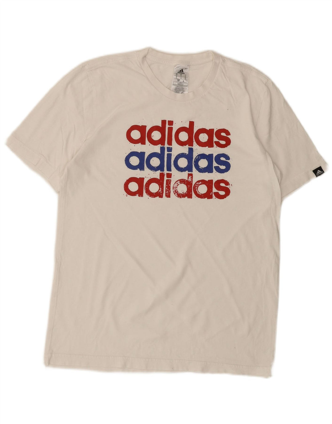 ADIDAS Mens Graphic T-Shirt Top Small White Cotton