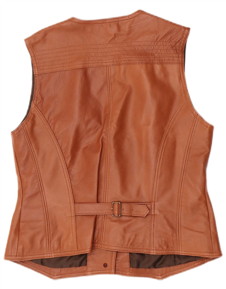 Gilet in pelle corta da donna Prieto UK 12 Marrone medio
