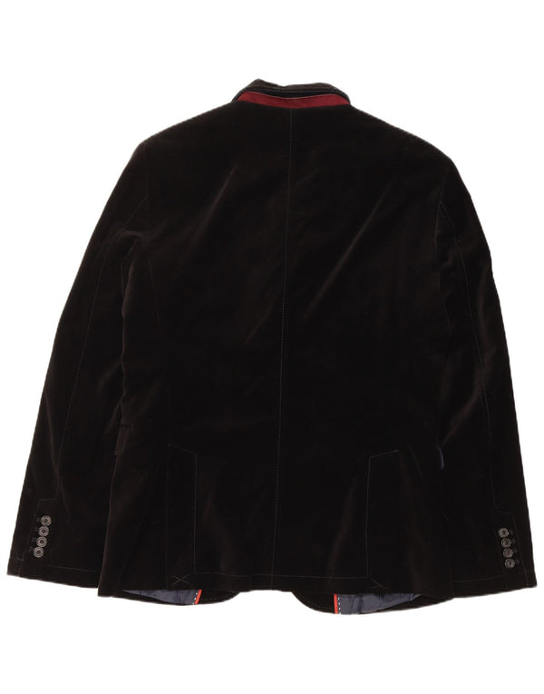 Giacca blazer in velluto da uomo a 2 bottoni Zara EU 50 cotone nero medio