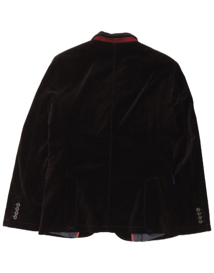 Giacca blazer in velluto da uomo a 2 bottoni Zara EU 50 cotone nero medio