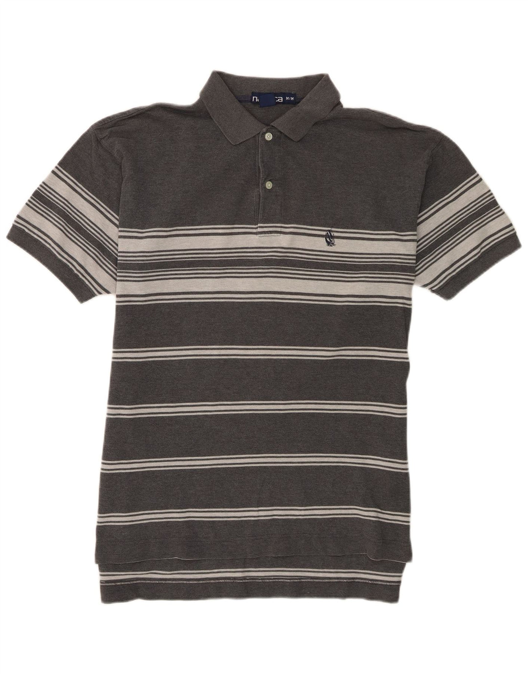 Polo da uomo Nautica in cotone a righe grigio medio