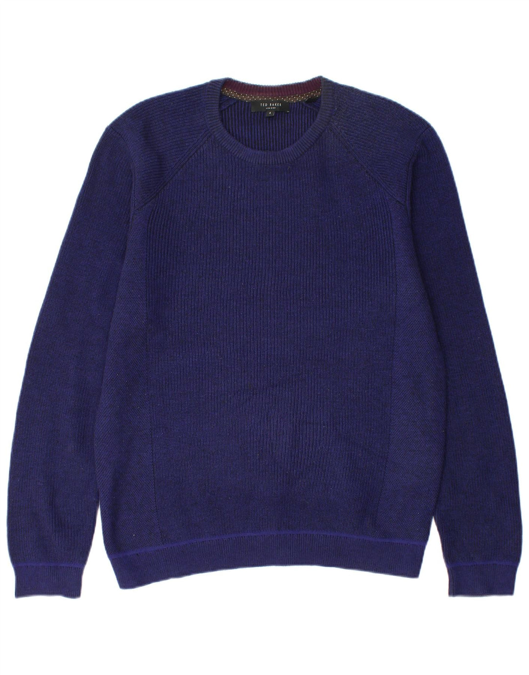Maglione maglione girocollo da uomo Ted Baker taglia 4 grande poliestere blu navy