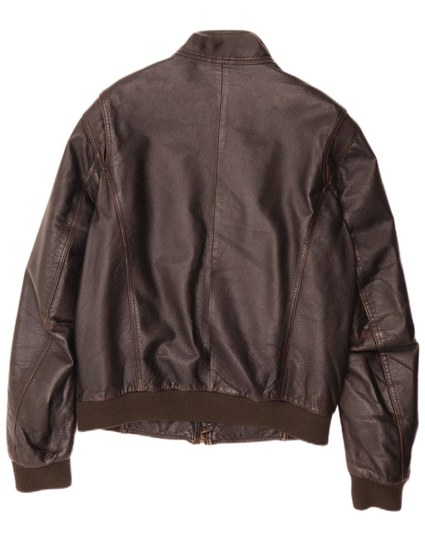 Giubbotto bomber in pelle vintage da uomo IT 52 XL Marrone retrò
