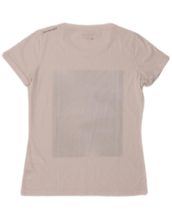 Maglietta grafica da donna Calvin Klein Jeans Top UK 18 XL poliestere bianco
