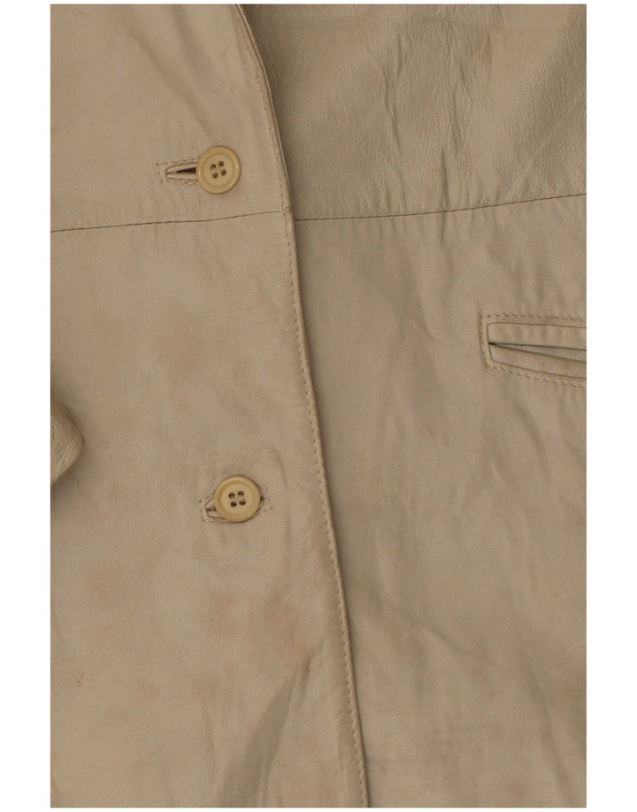 Giacca blazer in pelle da donna a 2 bottoni Marcos IT 44 Pelle beige media
