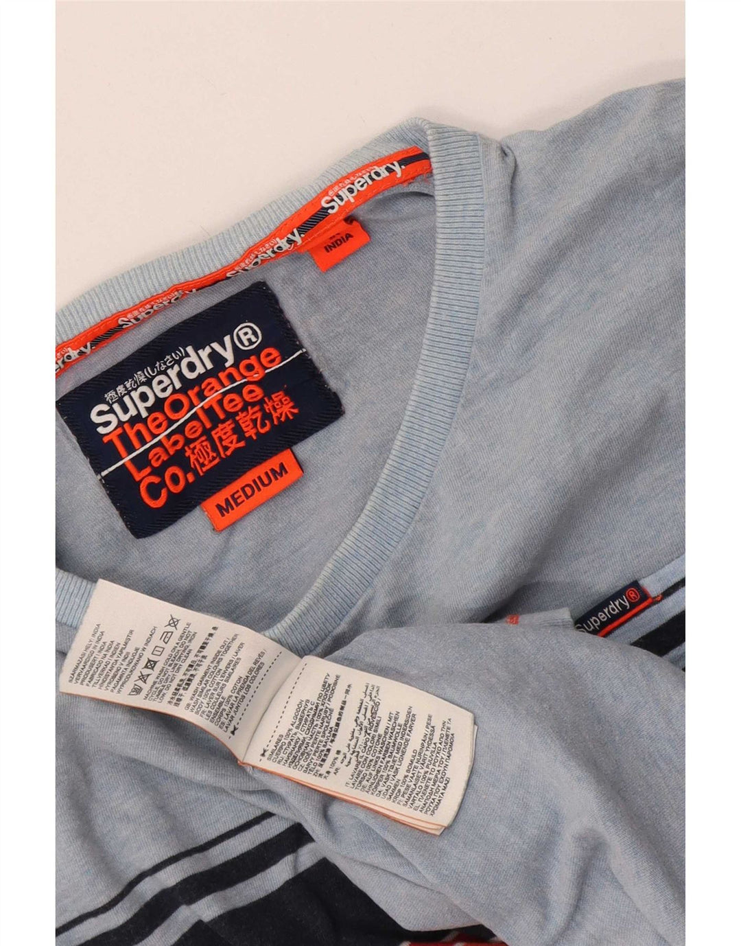 T-shirt da uomo Superdry Top in cotone a righe blu medio