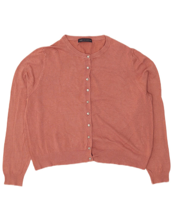 Maglione cardigan corto da donna Marks & Spencer UK 16 grande viscosa rosa