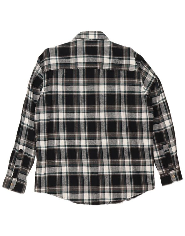 Camicia da uomo vintage in flanella taglia media, a quadri neri in cotone